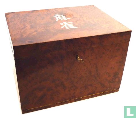 Mah Jongg Been&Bamboe Bijzonder Wortelhouten Art Deco doos  - Afbeelding 1