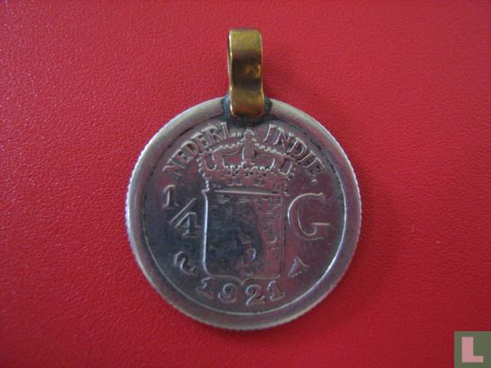 1/4 Gulden 1921 Ned. Indie met goud