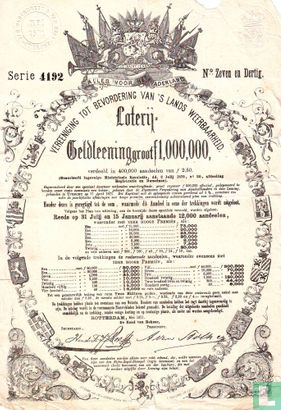 Loterij Geldleening groot fl 1.000.000,= - Image 1