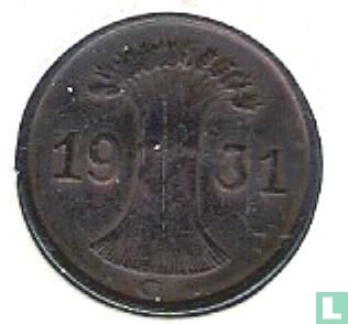 Duitse Rijk 1 reichspfennig 1931 (G) - Afbeelding 1
