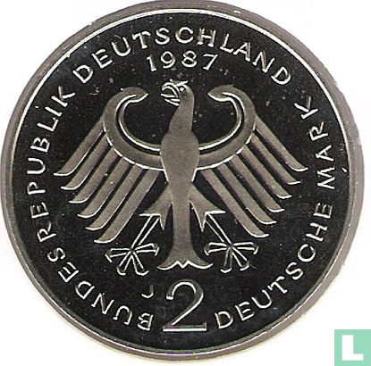 Allemagne 2 mark 1987 (J - Kurt Schumacher) - Image 1