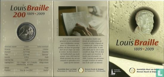 Belgien 2 Euro 2009 (Folder) "200th anniversary of the birth of Louis Braille" - Bild 2