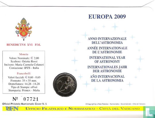 Vatikan 2 Euro 2009 (Numisbrief) "IInternational Year of Astronomy" - Bild 2
