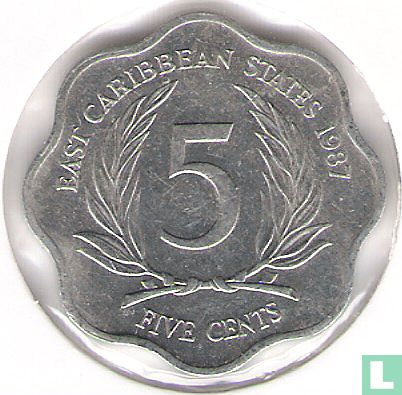 États des Caraïbes orientales 5 cents 1987 - Image 1