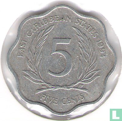 États des Caraïbes orientales 5 cents 1994 - Image 1