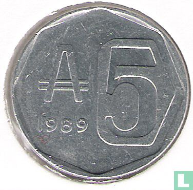 Argentine 5 australes 1989 - Image 1
