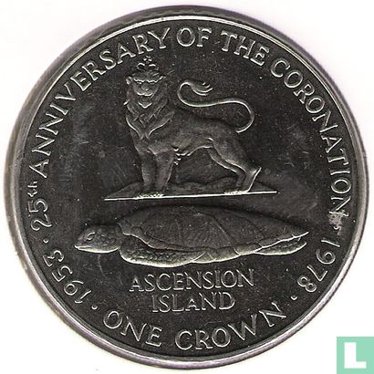 Ascension 1 crown 1978 (cuivre-nickel) "25th Anniversary of the Coronation of Queen Elizabeth II" - Image 2