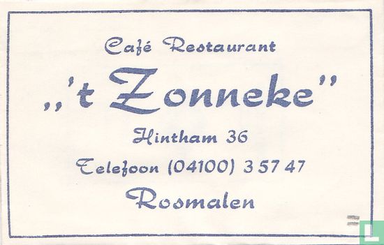 Café Restaurant " 't Zonneke" - Afbeelding 1