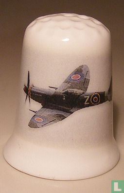 Spitfire Vliegtuig bedrukt op een porselein vingerhoedje