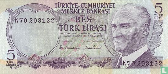 Turquie 5 lires - Image 1