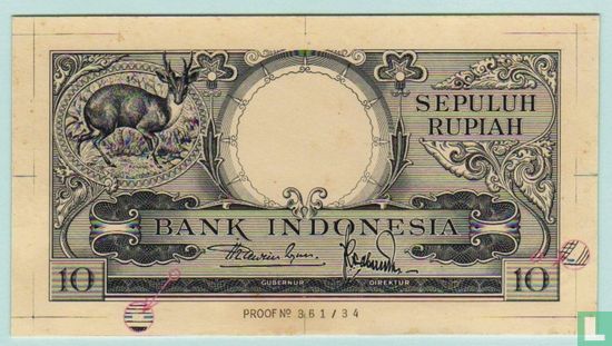 Indonésie 10 Rupiah 1957 (Proof)