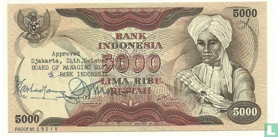 Indonésie 5.000 Rupiah 1970 (Proof)