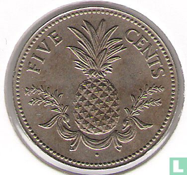 Bahama's 5 cents 1975 (zonder muntteken) - Afbeelding 2