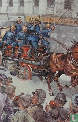 Brandweerwagen met paarden en brandweermannen Wandbord - Bild 3
