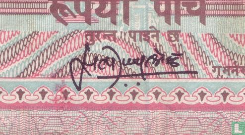 Nepal 5 Rupees (Satyendra Pyara Shrestha, serial # 24 mm long) - Afbeelding 3