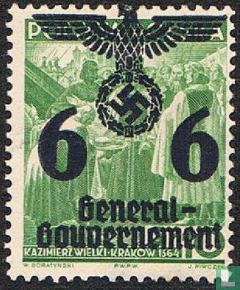 Polish stamp with overprint