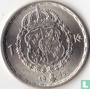 Sweden 1 krona 1945 (ts ,oem) - Image 1