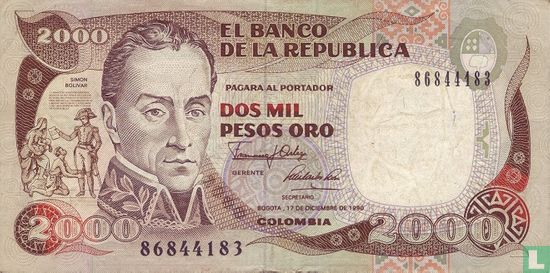 Colombia 2,000 Pesos Oro 1990 - Image 1