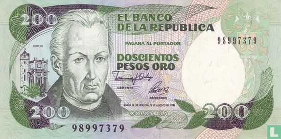 Colombia 200 Pesos Oro 1992 - Afbeelding 1