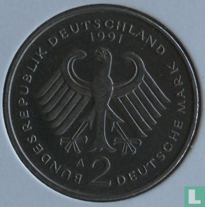 Germany 2 mark 1991 (A - Kurt Schumacher) - Image 1