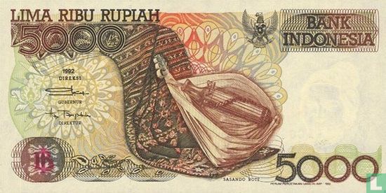 Indonesië 5.000 Rupiah 1992 - Afbeelding 1