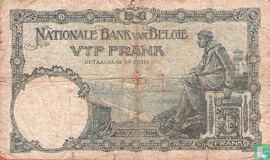 Belgique 5 Francs 1924 - Image 2