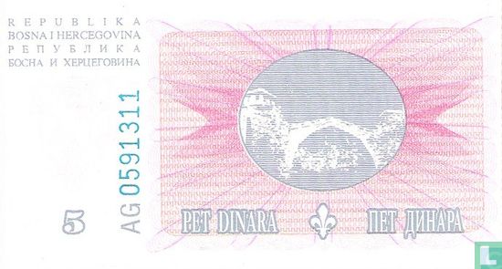 Bosnië en Herzegovina 5 Dinara 1994 - Afbeelding 2