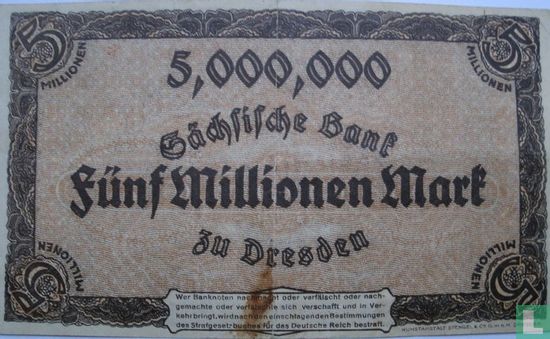 Dresden, Sächsische Bank 5 Miljoen Mark 1923 - Afbeelding 2