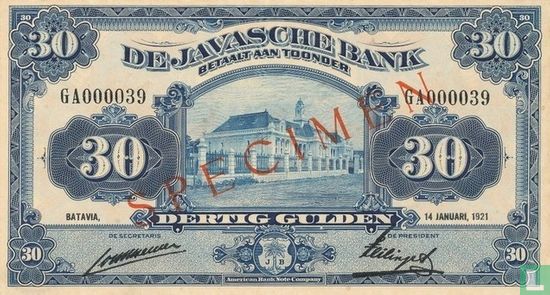 Nederlands Indië 30 Gulden - Afbeelding 1