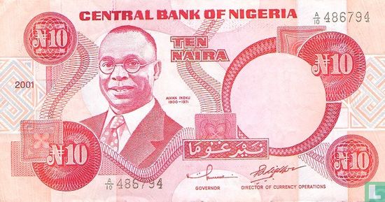Nigeria 10 Naira 2001 - Afbeelding 1