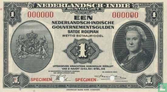 Nederlands Indië 1 Gulden   - Afbeelding 1