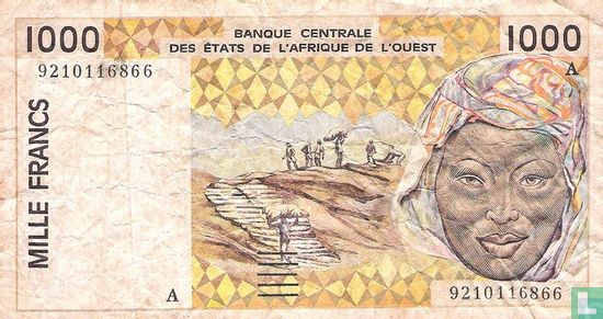Stat Afr de l'Ouest. A 1000 francs - Image 1