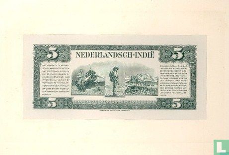 Nederlands Indië 5 Gulden   - Afbeelding 2