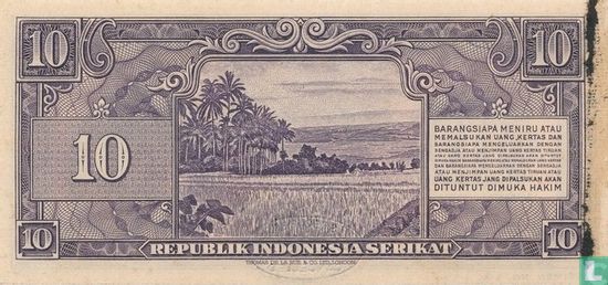 Indonesia 10 Rupiah 1950 (Specimen) - Image 2