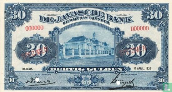 Nederlands Indië 30 Gulden - Afbeelding 1