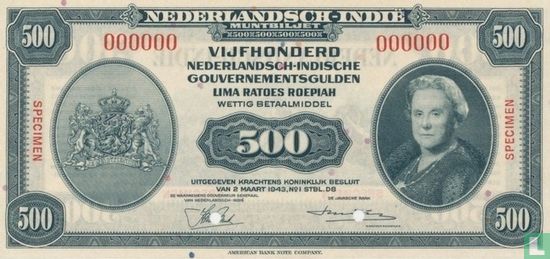 Nederlands Indië 500 Gulden  - Afbeelding 1
