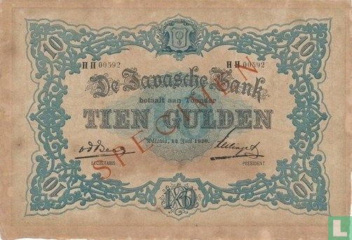 Nederlands Indië 10 Gulden - Afbeelding 1