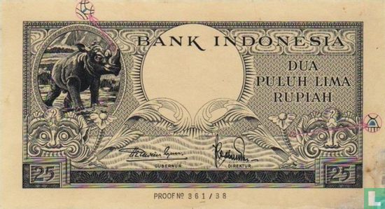 Indonésie 25 Rupiah 1957 (Proof)