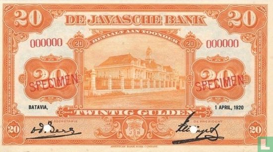 Nederlands Indië 20 Gulden - Afbeelding 1