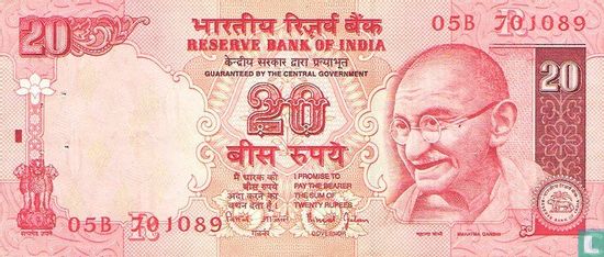 India 20 Rupees 2002 (R) - Afbeelding 1