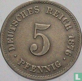 Duitse Rijk 5 pfennig 1876 (D) - Afbeelding 1