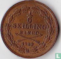 Zweden 1/6 skilling banco 1839 - Afbeelding 1