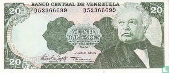 Venezuela 20 Bolívares 1995 - Image 1