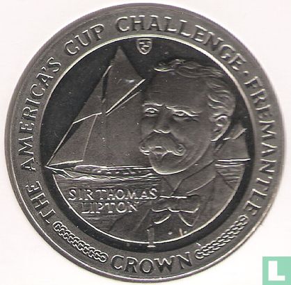 Insel Man 1 Crown 1987 (Kupfer-Nickel) "America's Cup - Sir Thomas Lipton" - Bild 2