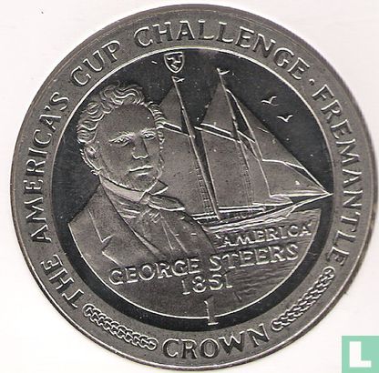 Île de Man 1 crown 1987 (cuivre-nickel) "America's Cup - George Steers" - Image 2