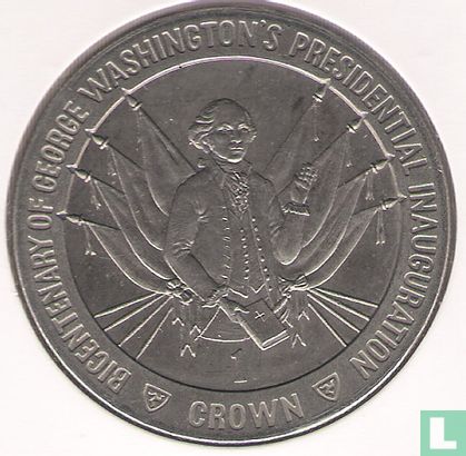 Isle of Man 1 crown 1989 "Bicentenary of George Washington's Presidential Inauguration - President taking oath" - Image 2