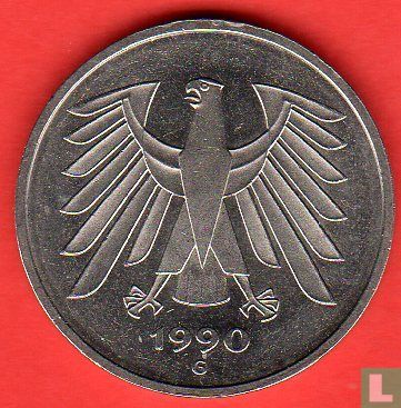 Germany 5 mark 1990 (G) - Image 1