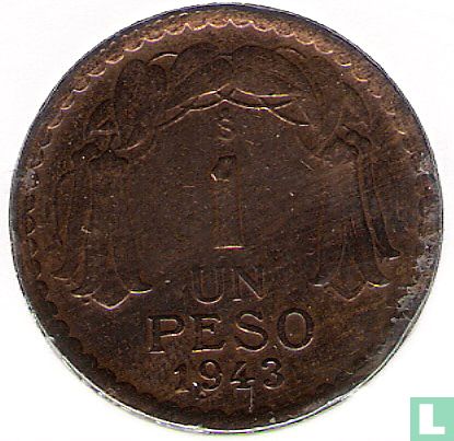 Chili 1 peso 1943 - Afbeelding 1
