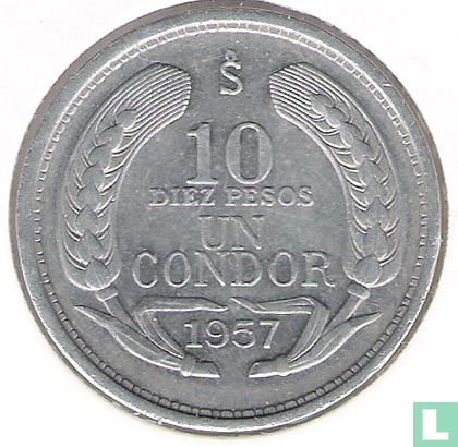 Chili 10 pesos 1957 - Image 1