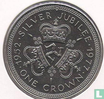 Île de Man 1 crown 1977 (cuivre-nickel) "25th anniversary Accession of Queen Elizabeth II to the throne" - Image 1